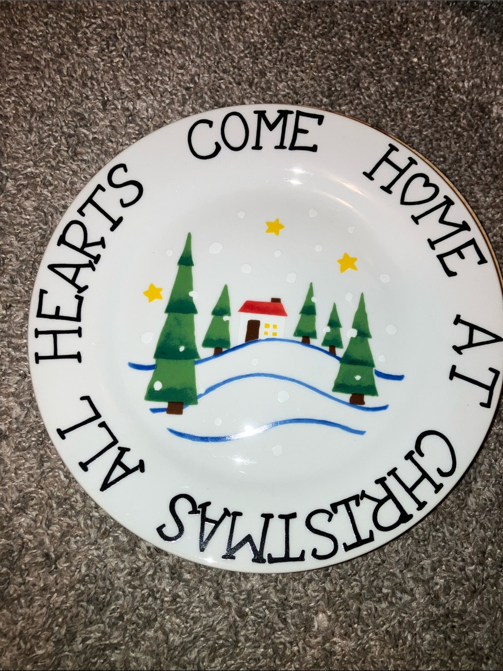 Holiday 'Come Home at Christmas' Decorative Plate - White & Green